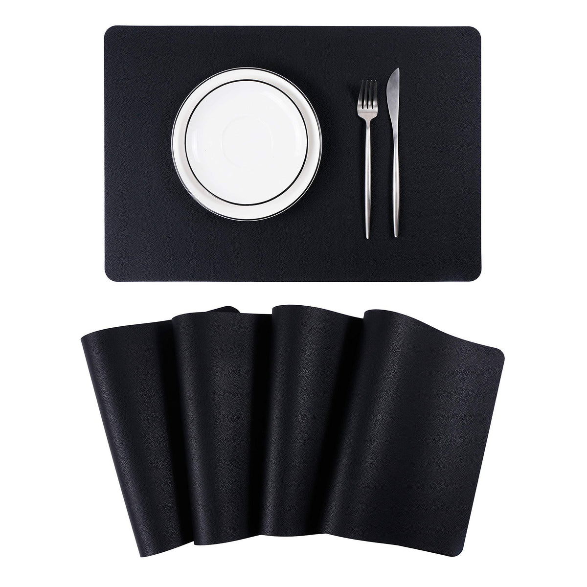 4pcs Solid Placemats Coasters Non Slip Waterproof