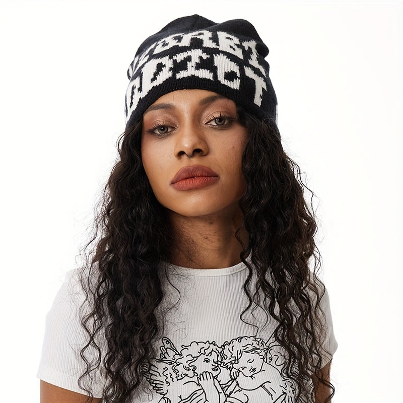 Y2K Candy Beanie Gothic Letter Knitted Warm Beanie Hip Hop Unisex Hat