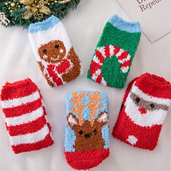 5 Pairs Christmas Print Socks Warm Stockings
