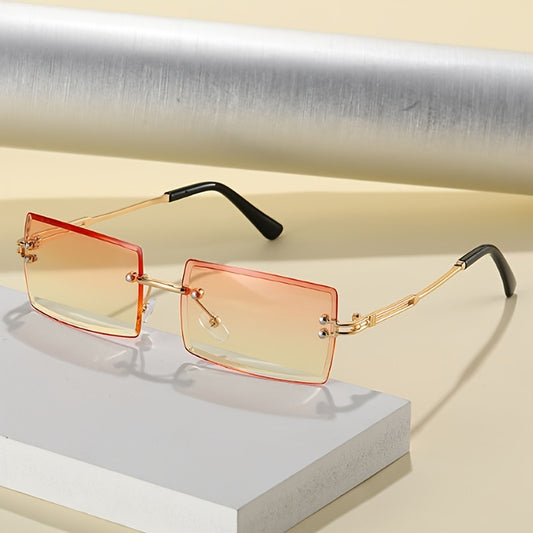 Rimless Square Sunglasses UV Protection Vintage Sun Glasses