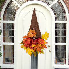 Fall Wreath Hat with Faux Maple Wood Beads for Front Door