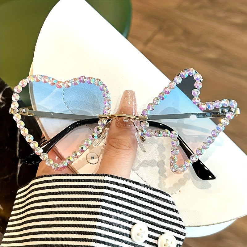 Y2K Heart Lightning Sunglasses Rhinestone Decorative Glasses