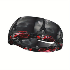 Paris Eiffel Tower & Vintage Car Sports Headband