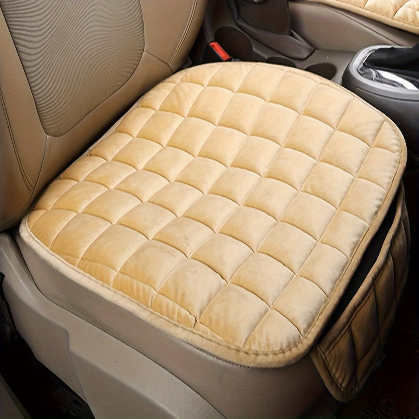 Car Seat Cushion With Non Slip Bottom & Storage Pouch