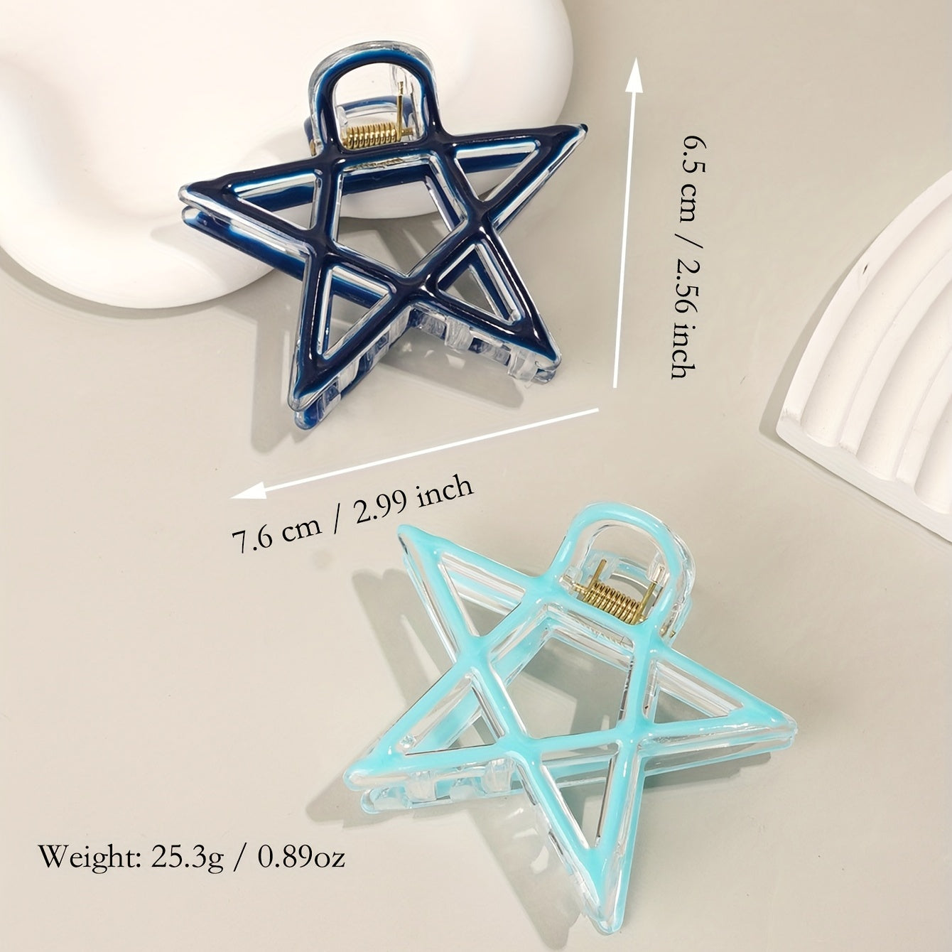 2pcs Set Hair Claw Mixed Pentagram Shark Claw Hair Clip