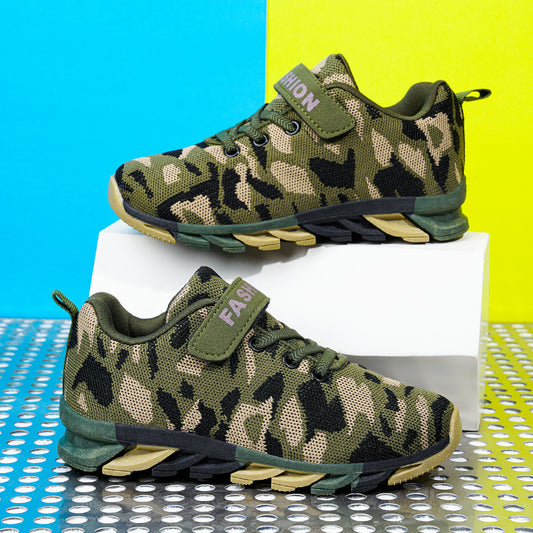 Boys Camouflage Soft Sole Sneakers Lightweight Breathable Non slip Running Shoes