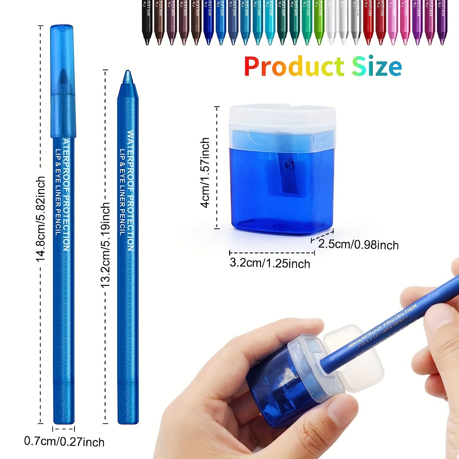 27 Pcs Rainbow Glitter Eyeliner Set with Sharpener