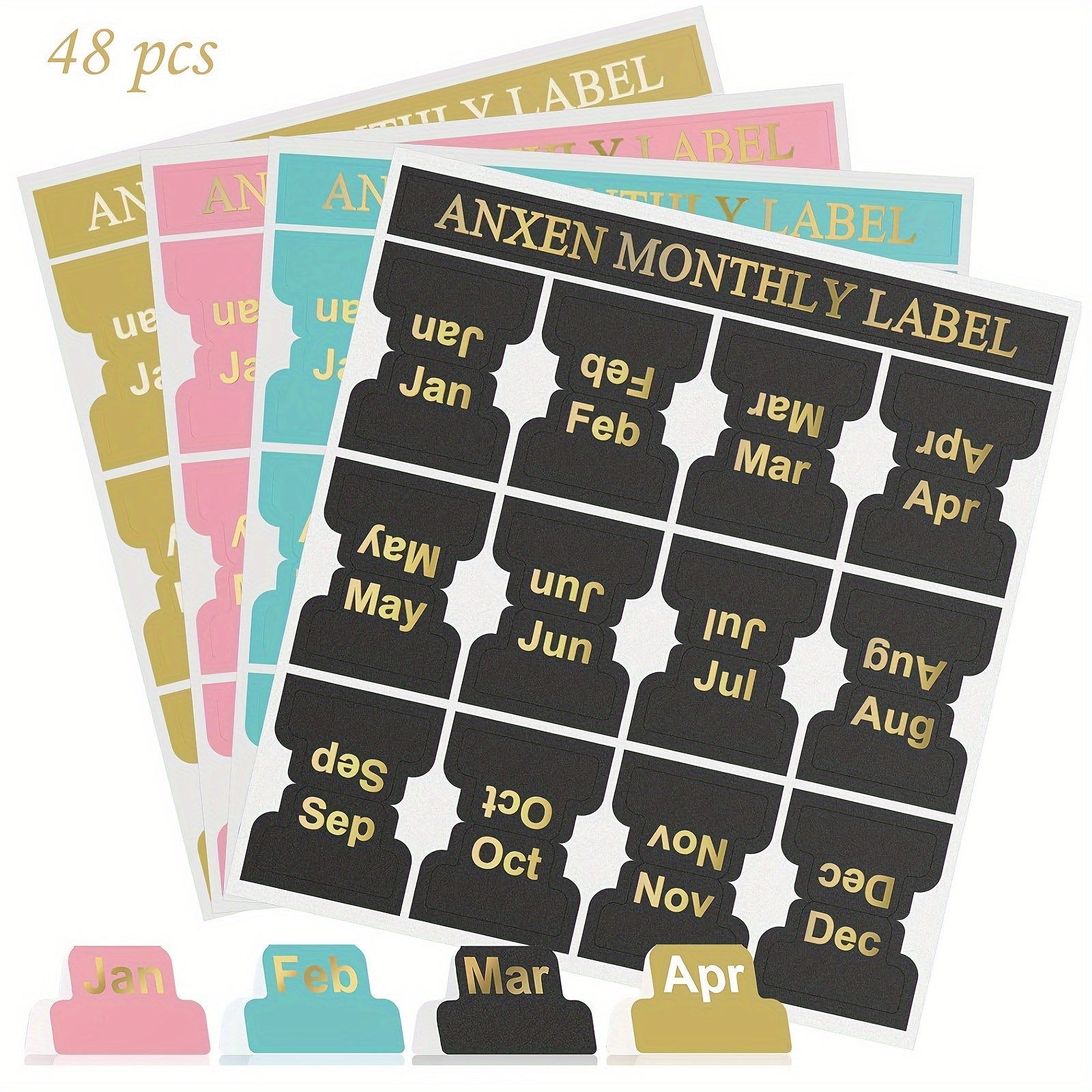 48pcs Self Adhesive Month Stickers for Journal and Notebook