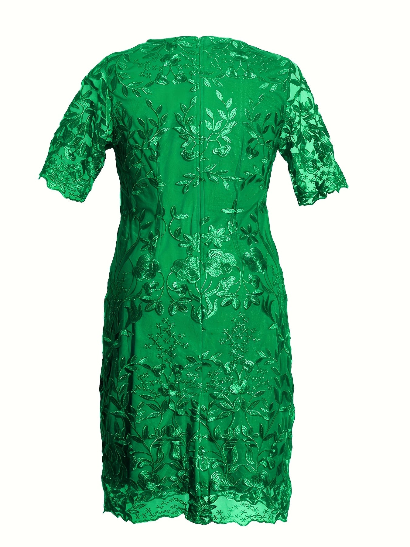 Floral Embroidered Lace Layered Slim Fit Dress Women's Plus Party D