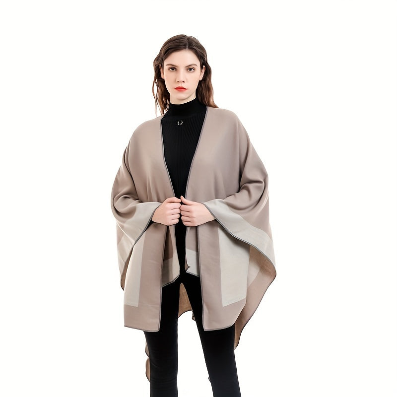 Cashmere Shawl Solid Warm Blanket Open Front Poncho Cape Casual Outdoor Shawl