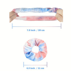 12 Pcs Tie Dye Velvet Scrunchies for Hair - Soft Rainbow Hair Bands