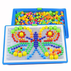 Colorful Mushroom Peg Puzzle Building Blocks Game Enhances Cognitive Skills
