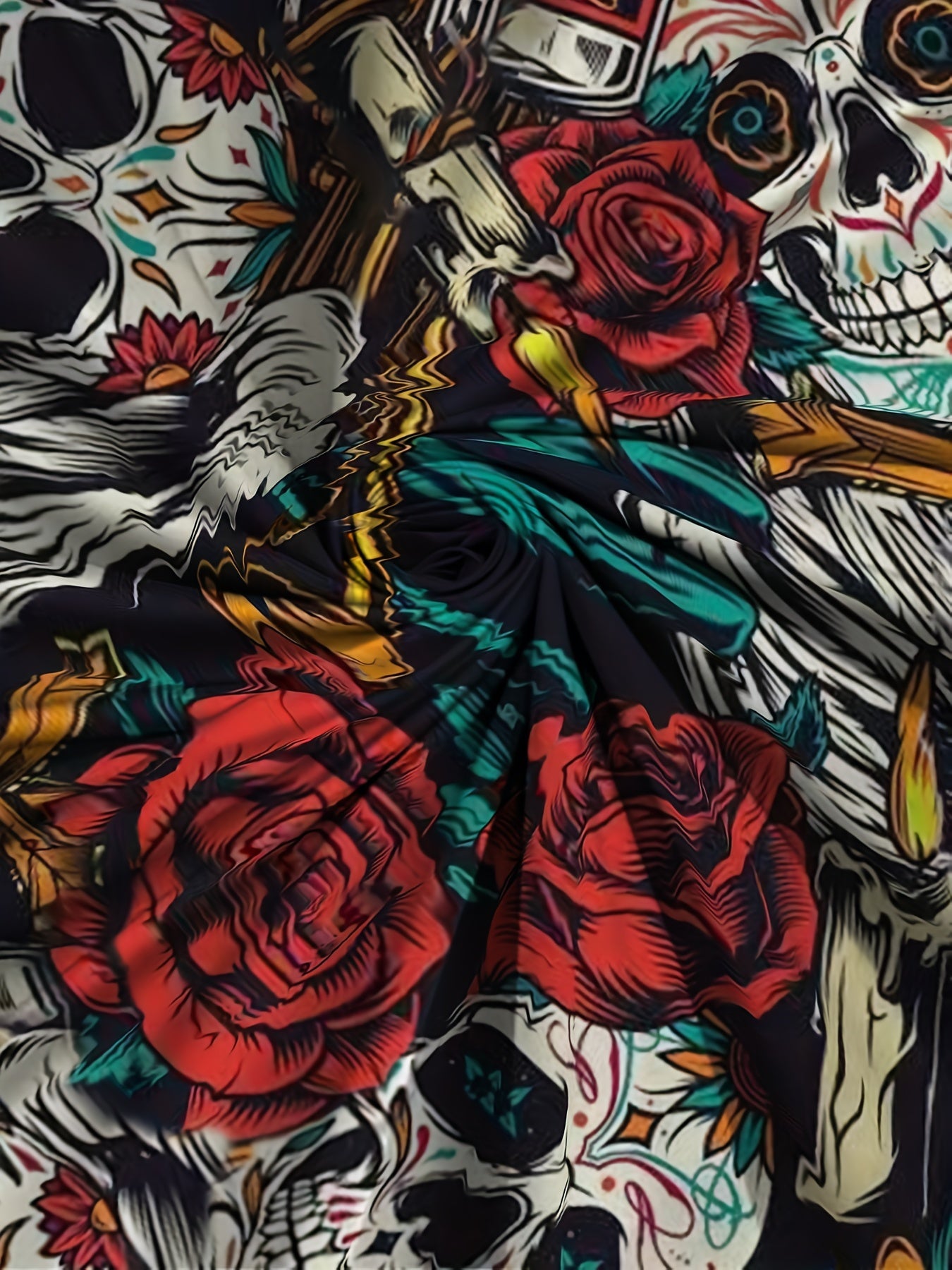 3D Rose and Flower Pattern Men's Novelty T-Shirt for Summer