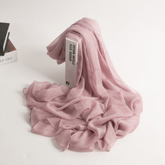 Pink Gradient Ladies Silk Scarf Spring Autumn Winter Shawl Long Gauze Scarf
