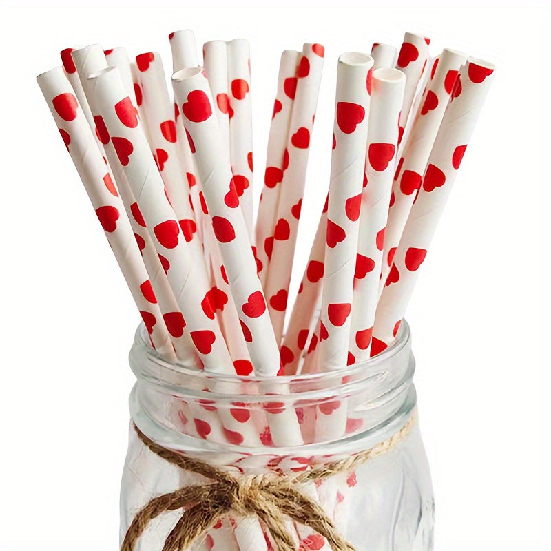 25pcs Random Party Decoration Beverage Straws Red Series Straws