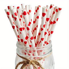 25pcs Random Party Decoration Beverage Straws Red Series Straws