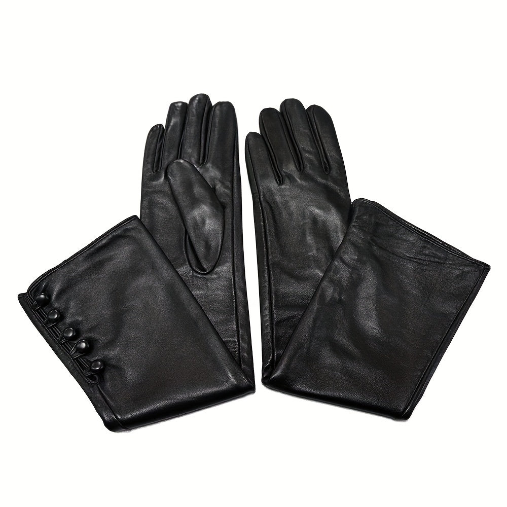 Leather Long Gloves Wool Warm Outdoor Coldproof Leather Gloves