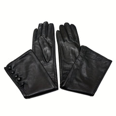 Leather Long Gloves Wool Warm Outdoor Coldproof Leather Gloves