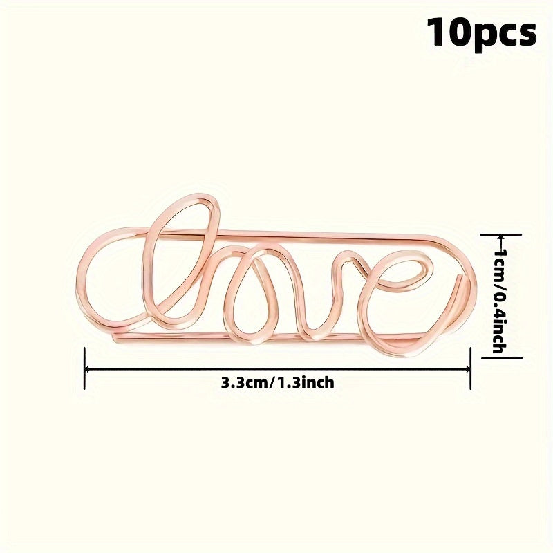 10pcs Metal Paper Clips Creative Golden Paper Clips