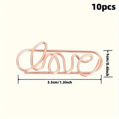 10pcs Metal Paper Clips Creative Golden Paper Clips