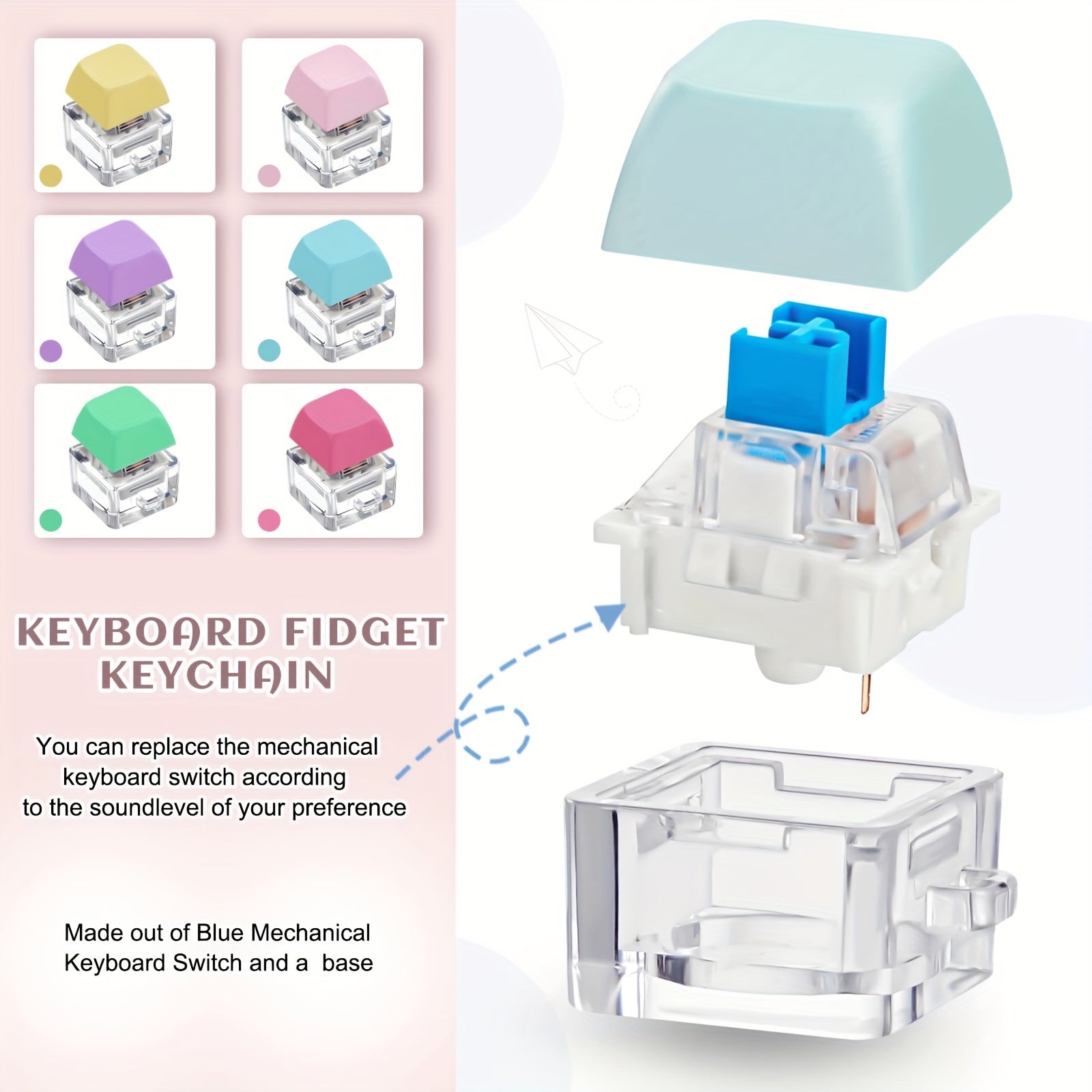 Keyboard Fidget Keychain Decompression Toy - Stress Relief Gift