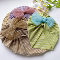 Striped Mesh Bow Hat for Girls