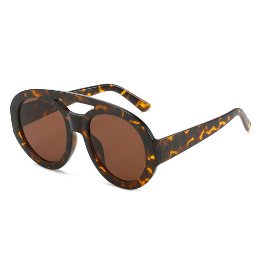 Gradient Round Sunglasses Double Bridge Vintage Eyeglasses