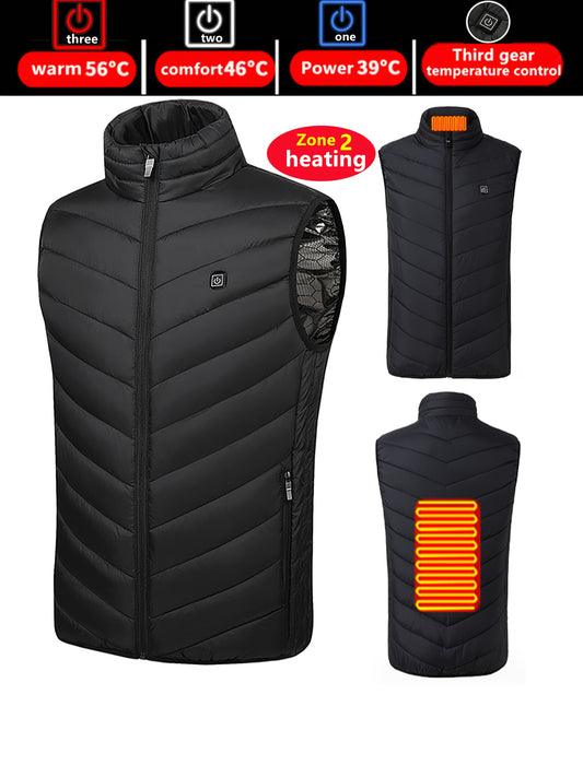 Men's Smart Heating Vest for Winter, 2 Areas, Warm Outdoor Clothing