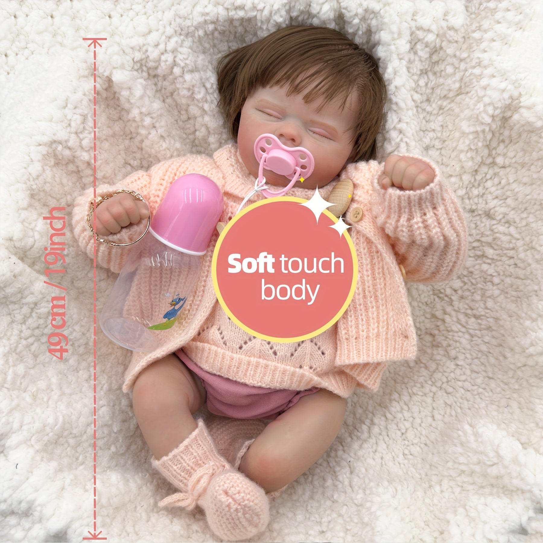 Soft Touch 48 Reborn Baby Doll Lifelike Sleeping Doll with Visible Veins