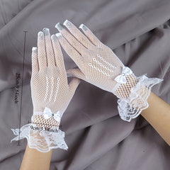 Lace Gloves with Rhinestone Bowknot for Weddings & Events