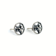 Vintage Gothic Satan Sheep Head Star Stud Earrings
