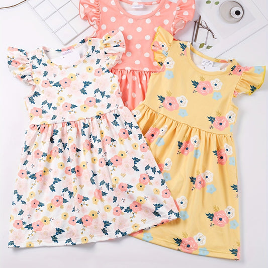 Toddler Girls Ruffled Sleeves Princess Dress For Party Kids Summer Clothes