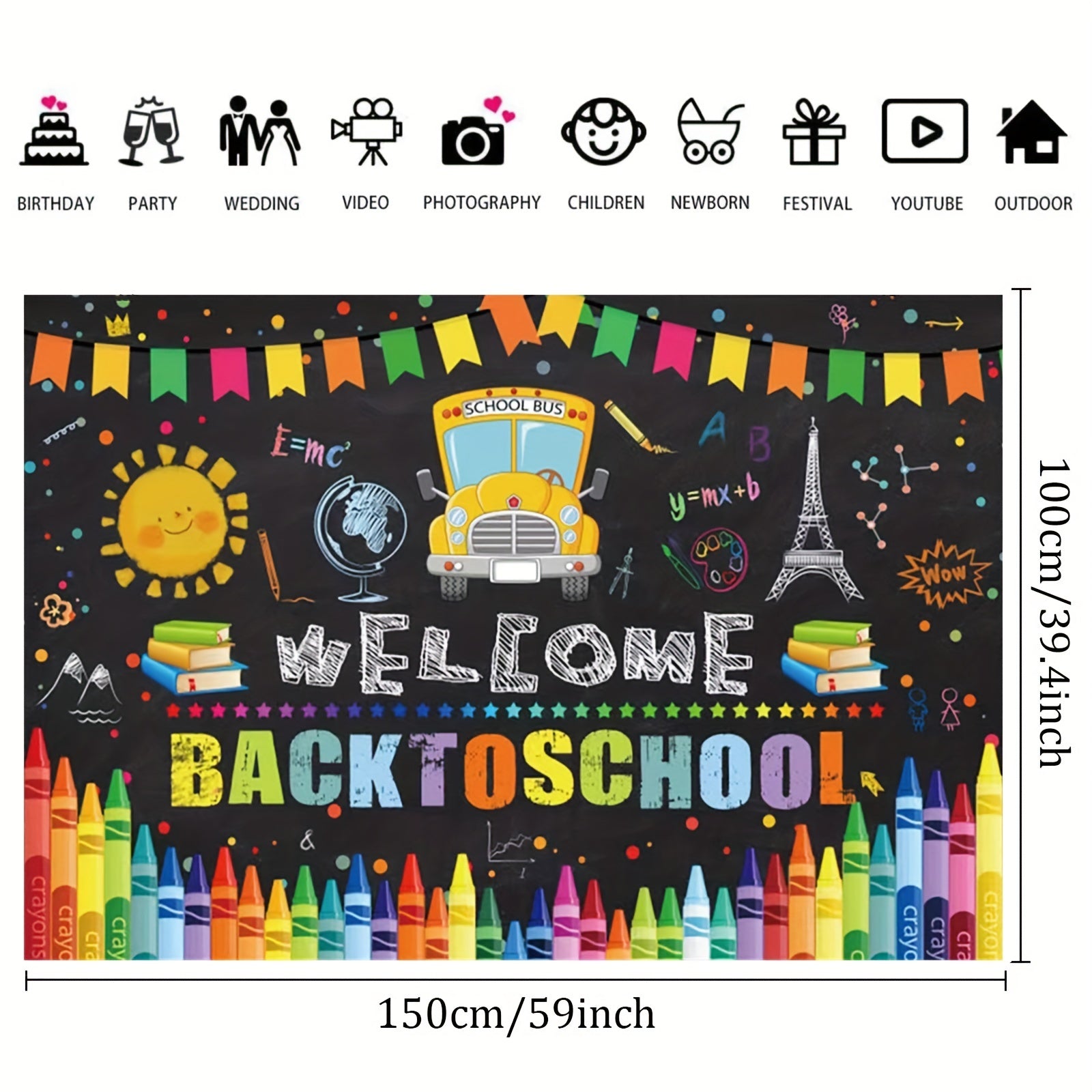 Back To School Backdrop Banner Welcome Back Banner For First Day of School Decor