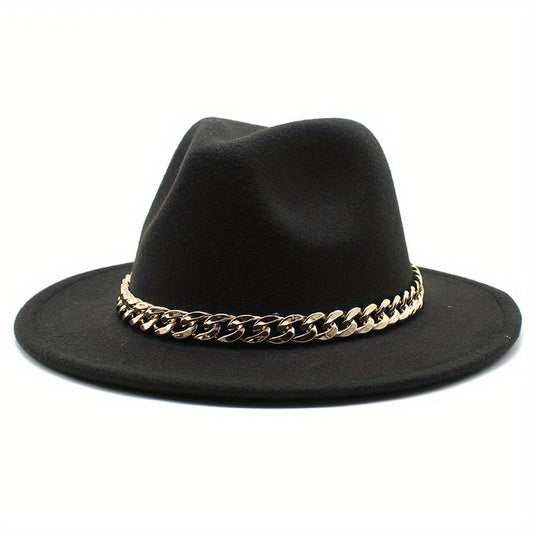 Men's British Style Woolen Jazz Hat Big Brim Felt Hat