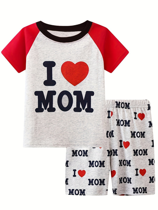 Boys Mom Pajamas Set Short Sleeves Cozy Casual Kids Clothes