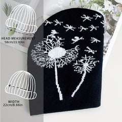 Dandelion Jacquard Beanie Soft Knit Hat Hip Hop Warm Skull Cap