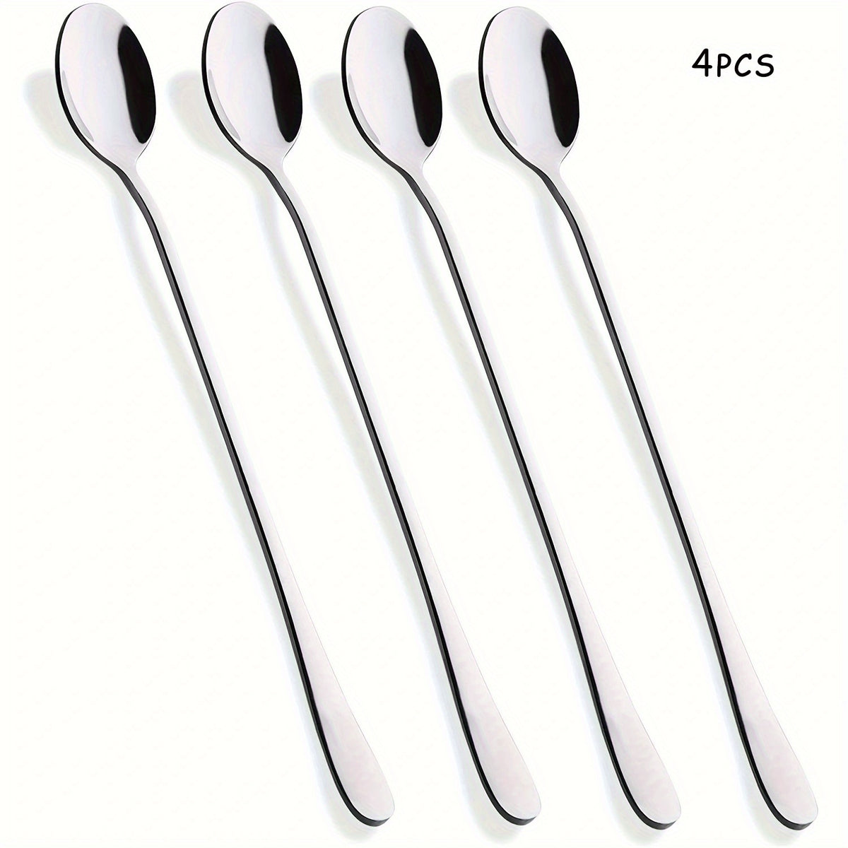 4pcs Stainless Steel Long handled Ice Cream Scoop Cocktail Stirring Spoon