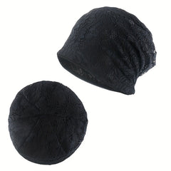 Lace Flower Beanie Elastic Lightweight Skull Cap
