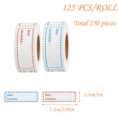 250 Removable Freezer Labels 2.54 x 7.62 cm Self Adhesive Storage Stickers