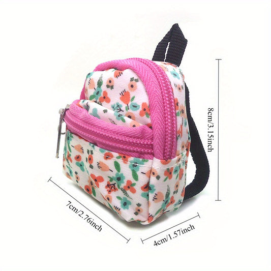 1:12 Schoolbag Floral Pink Strap Zipper Dollhouse Accessory