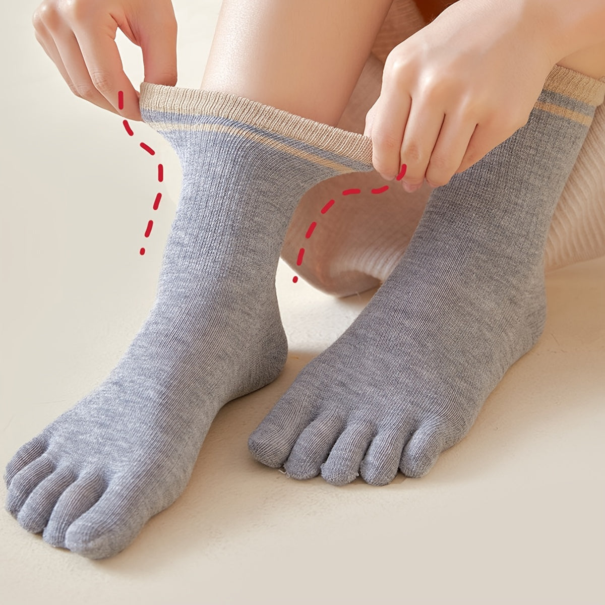 Cotton Toe Socks Crew Athletic Running 5 Finger For Women