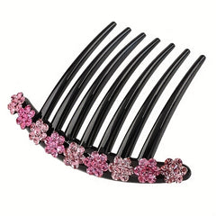 Vintage Rhinestone Flower Hair Comb Pin
