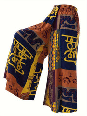Boho Patchwork Print Wide Leg Trousers