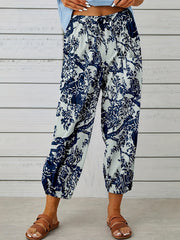  Boho Pants Women's Plus Floral Print High Rise Lantern Pants