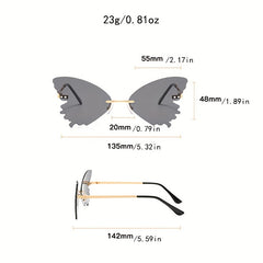 Butterfly Rimless Sunglasses UV400 Tinted Rivet Glasses