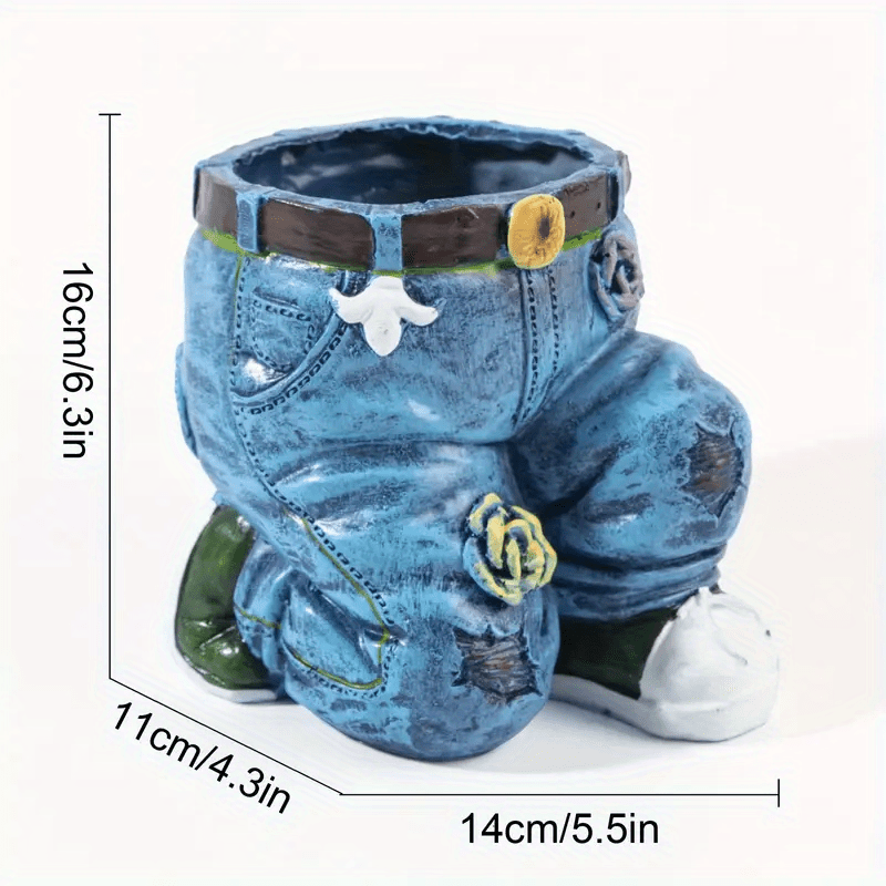 Denim Pants Resin Flower Pot Decor