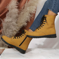 Women's Lace Up Short Boots Side Zipper Outdoor Comfort Booties