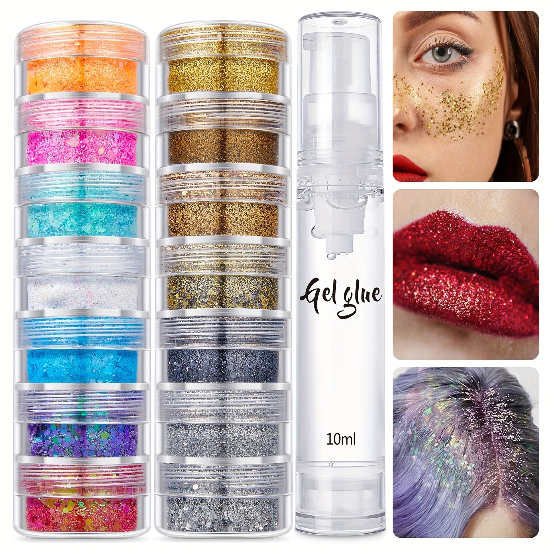 Glitter Powder & Gel for Face, Body, Hair - DIY Rave, Halloween, Slime