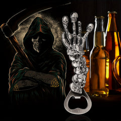 Zinc Skull Hand Beer Bottle Opener for Men Dad Husband Collector Skeleton Fan B