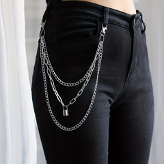 Lock Pendant Multilayer Metal Chain Pants Chain Men's Waist Chain